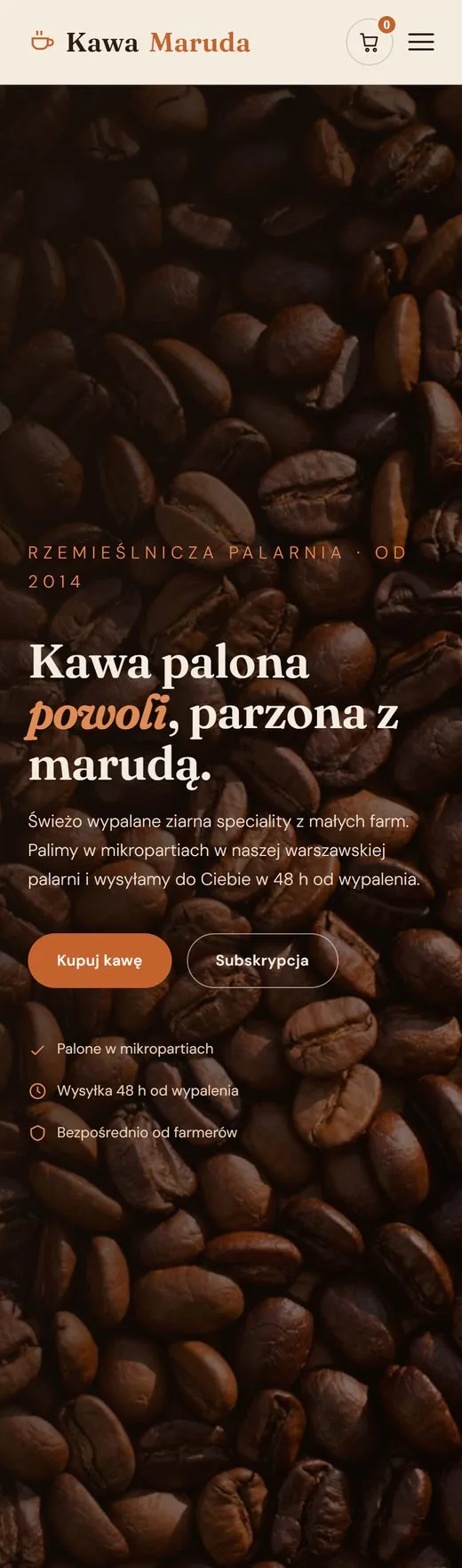 Realizacja PART-WEB: sklep internetowy z kawą (Kawa Maruda)
